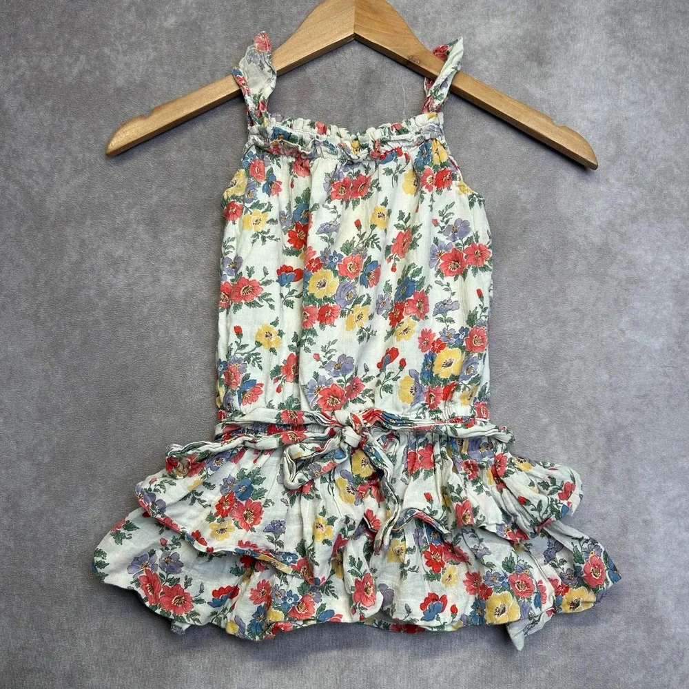 Ralph Lauren Kids Floral Ruffle Tiered Sun Dress Multi-Color Cotton 3/3T